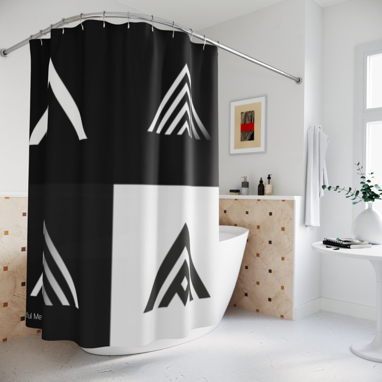 Canvas Cascade: Abstract Acrylic Art Shower Curtain Collection