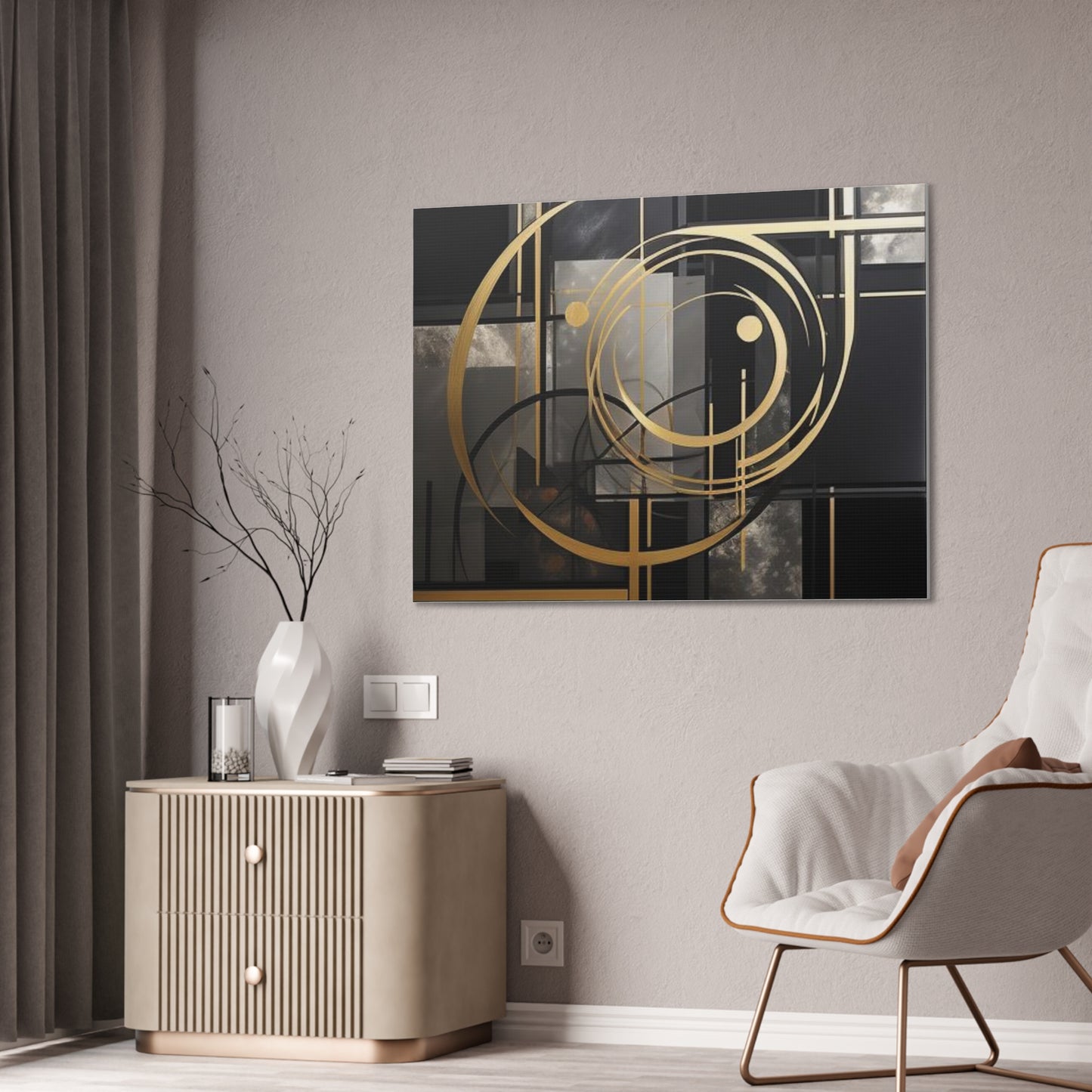 Gold and Black Elegance: A Symphony of Sophistication Canvas Print