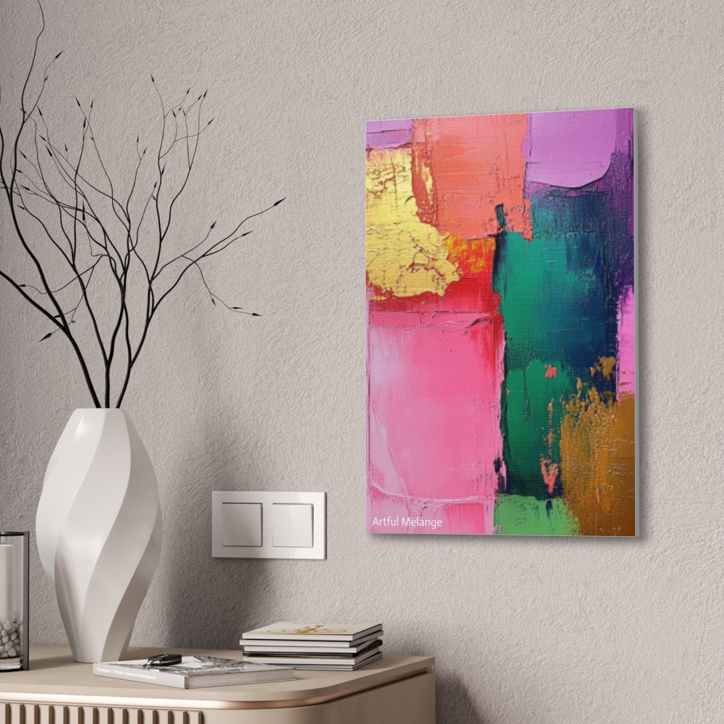 Acrylic Abstract Canvas Print - Homage to the Divine Nine/Pink Green Purple and Gold 1