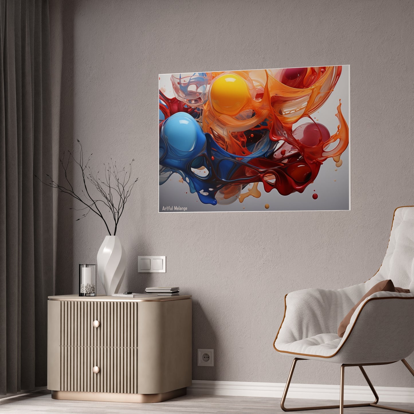 Gleaming   Acrylic Abstract Poster: A Spectrum of Colorful Elegance