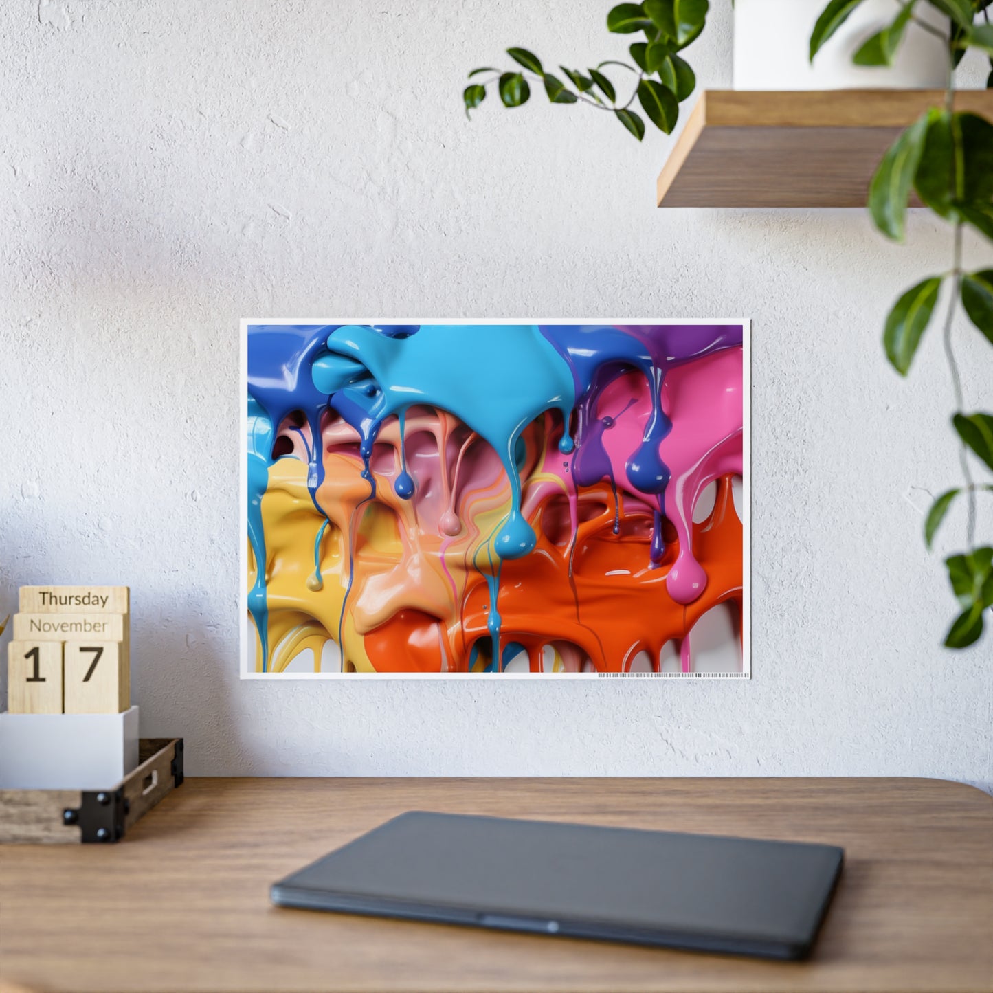 Gleaming Acrylic Abstract Poster: A Spectrum of Colorful Elegance