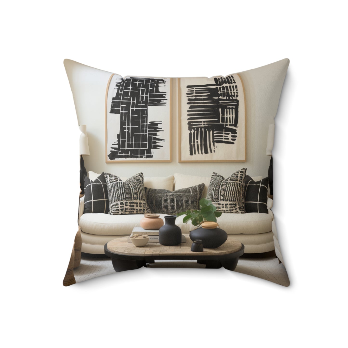 African Mud Cloth Design Square Pillow