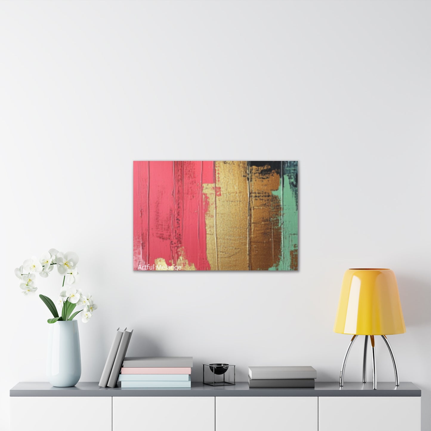 Acrylic Abstract Canvas Print - Homage to the Divine Nine/Pink Green Black and Gold 6