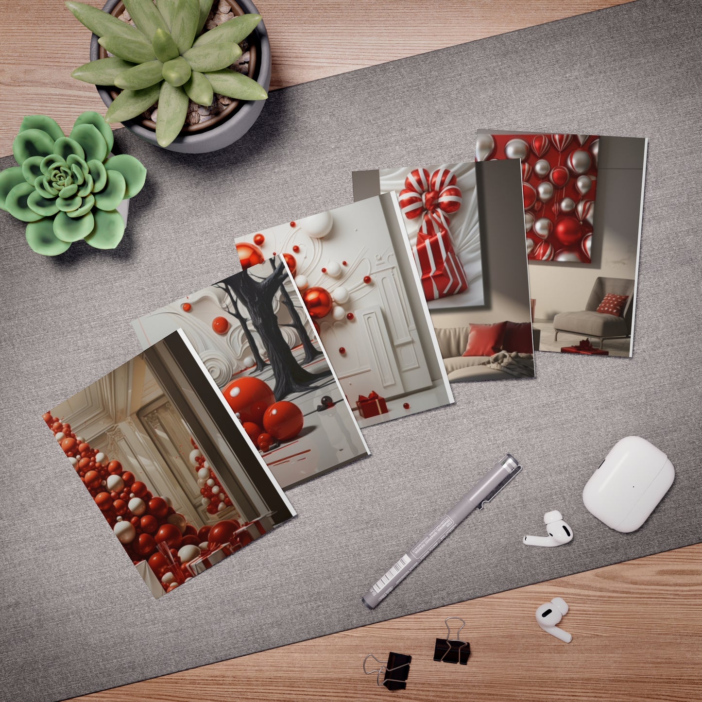 Euphoric Elegance: Vibrant Holiday Greeting Card Set (5-Pack)