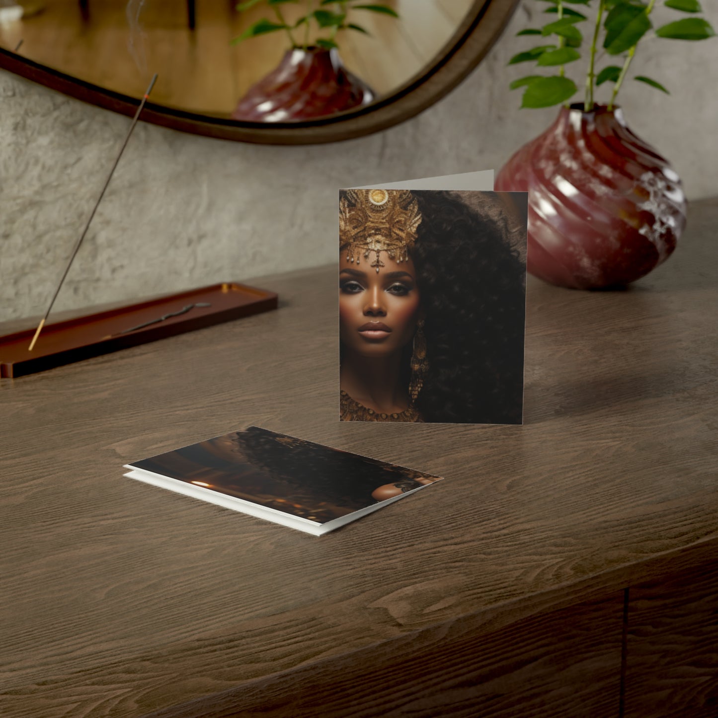 A Tapestry of Grace: Note Cards Showcasing Regal Black Women as African Royalty (1, 10, 30, and 50pcs)