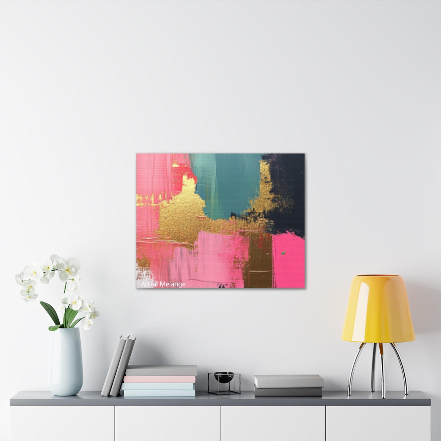 Acrylic Abstract Canvas Print - Homage to the Divine Nine/Pink Green Black and Gold 5