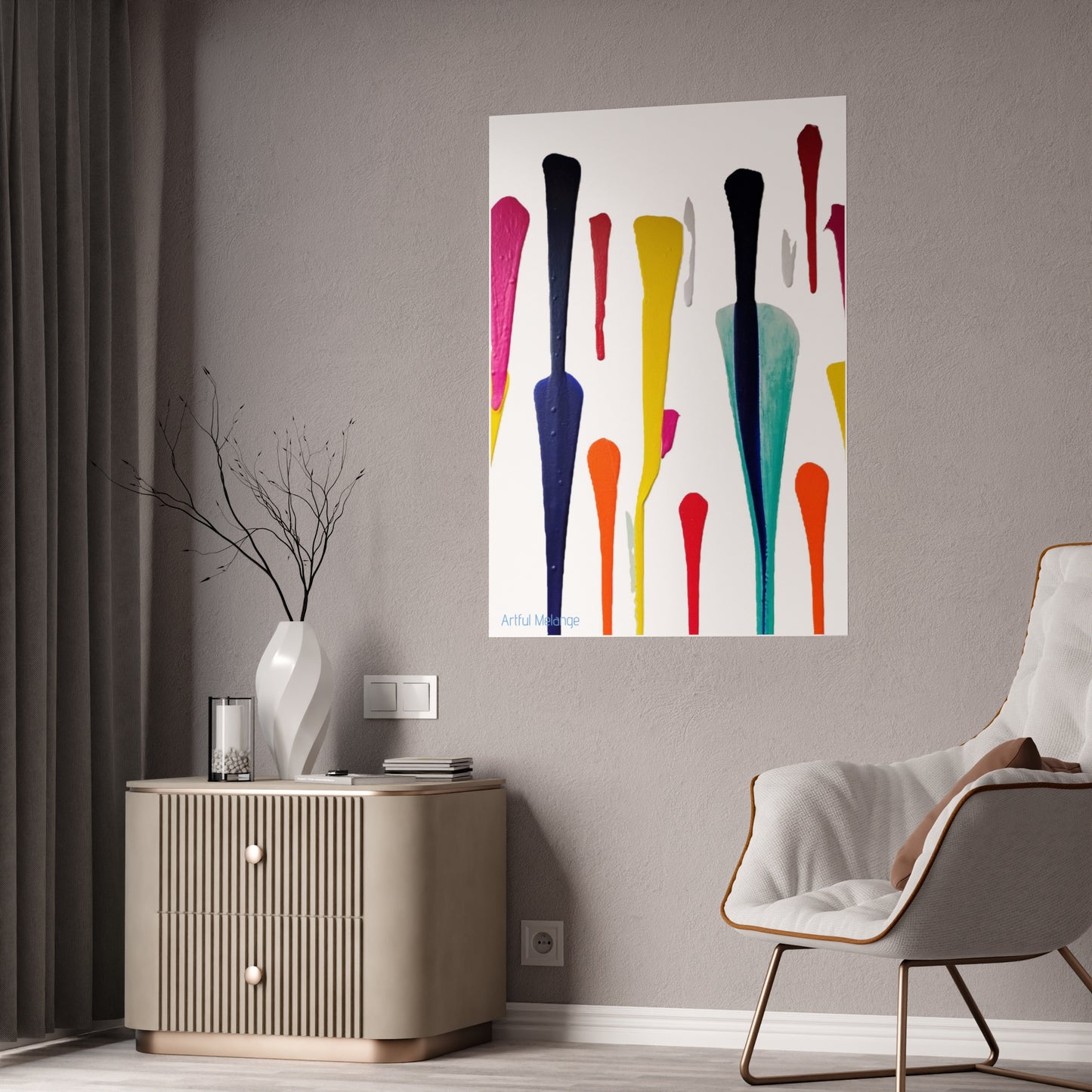 Gleaming Acrylic Abstract Poster: A Spectrum of Colorful Elegance