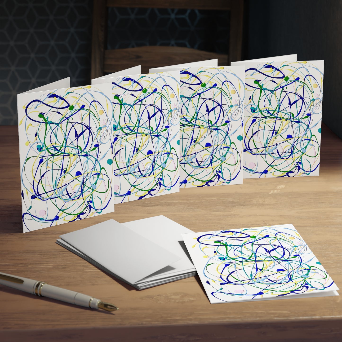 Elegance in Ink:  Abstract Art Note Card Set(5-Pack)