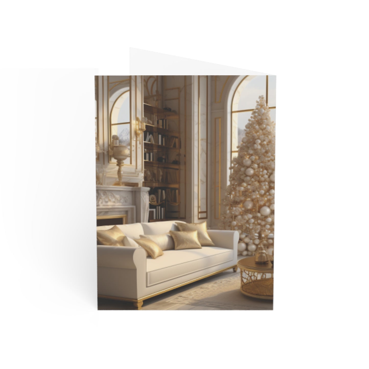 Elegance in Gold & White Christmas Notecards (1, 10, 30, and 50pcs)