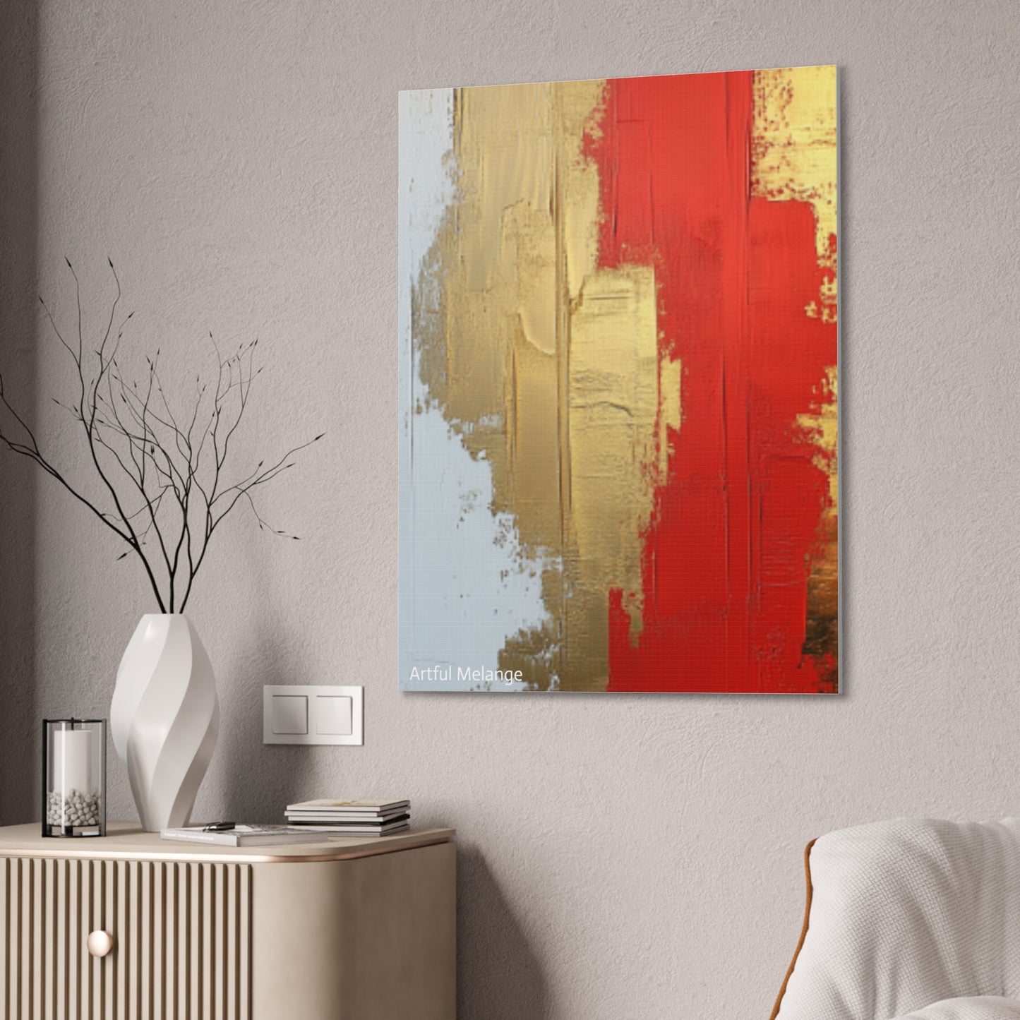 Acrylic Abstract Canvas Print - Homage to the Divine Nine/Red White and Gold 2