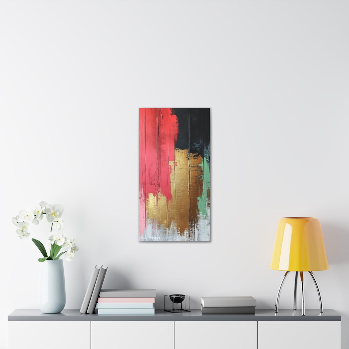 Acrylic Abstract Canvas Print - Homage to the Divine Nine/Pink Green Black and Gold 6