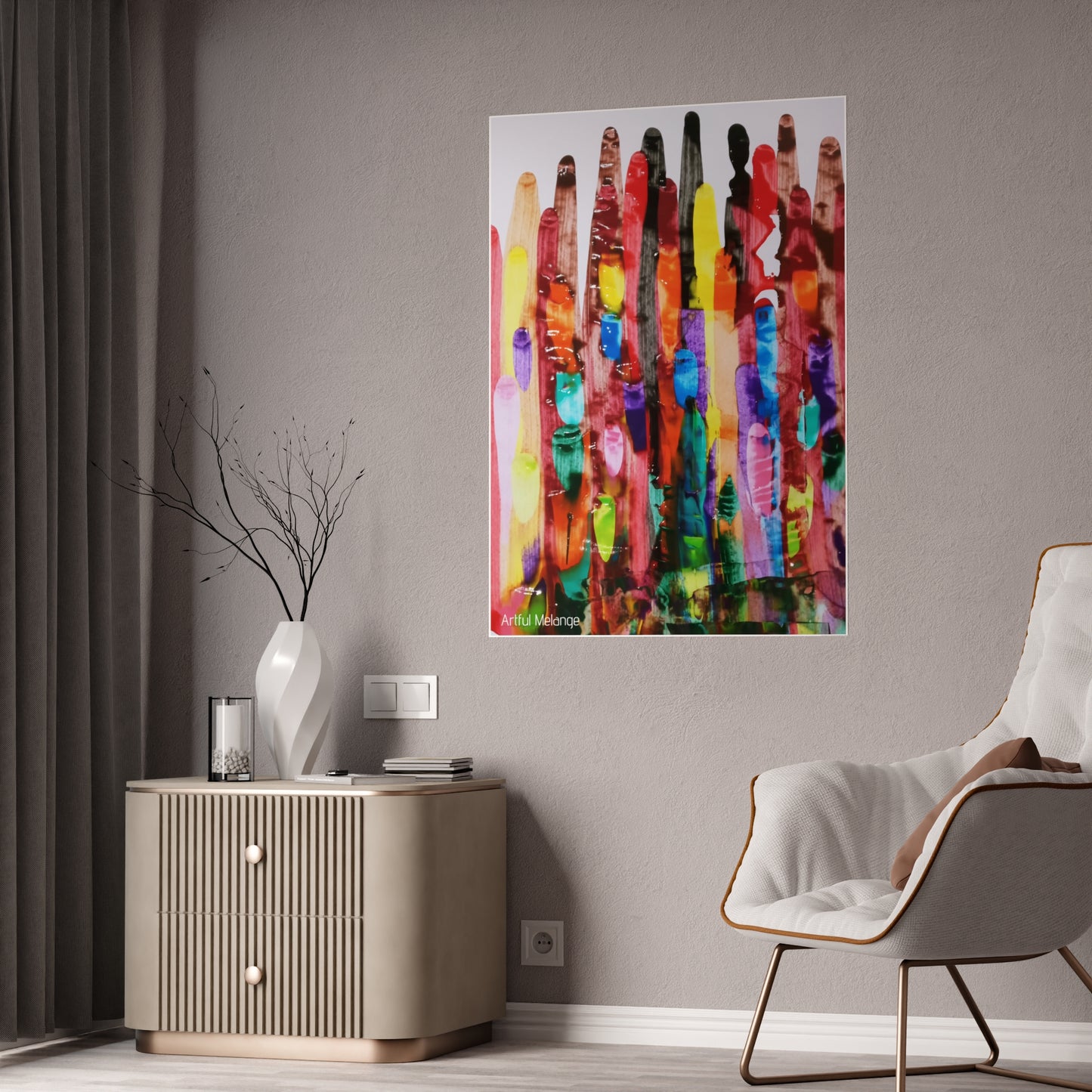 Gleaming Acrylic Abstract Poster: A Spectrum of Colorful Elegance