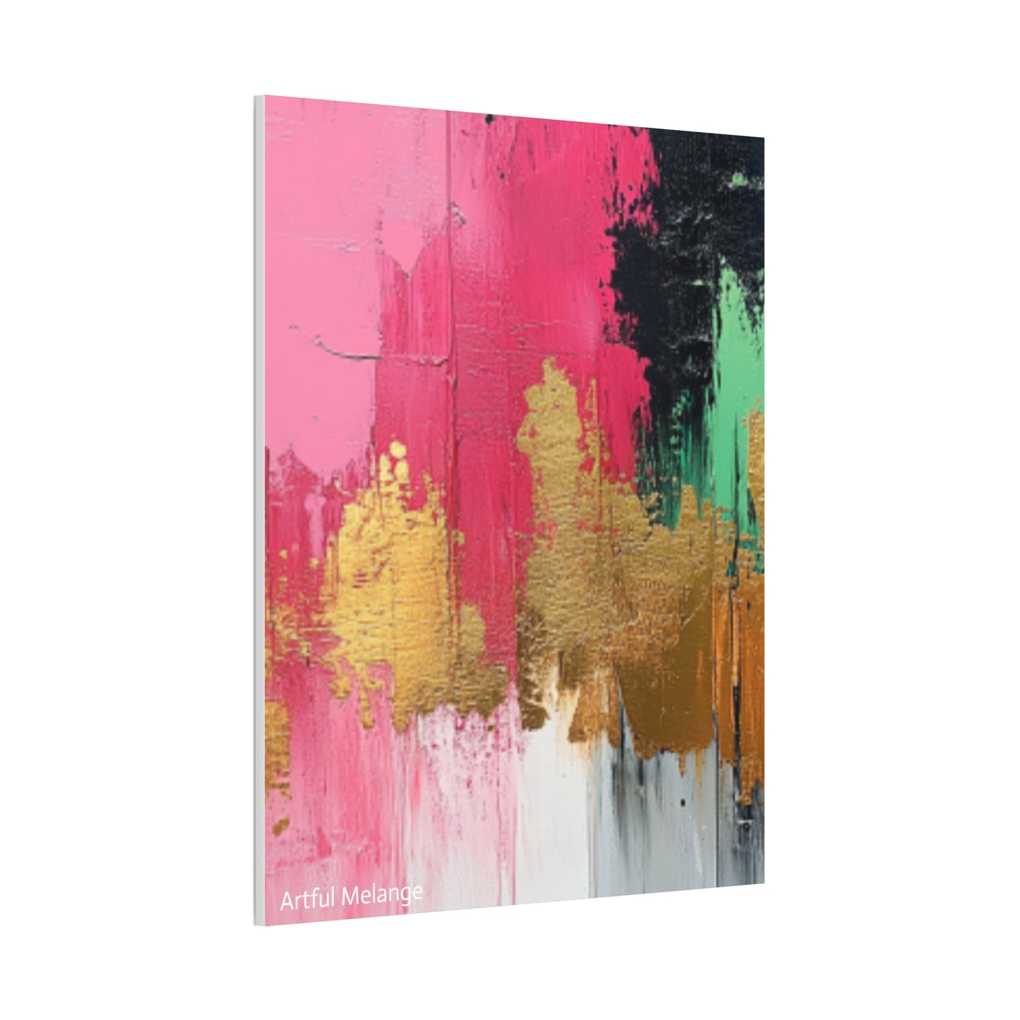 Acrylic Abstract Canvas Print - Homage To The Divine Nine/Pink Green Black and Gold 8