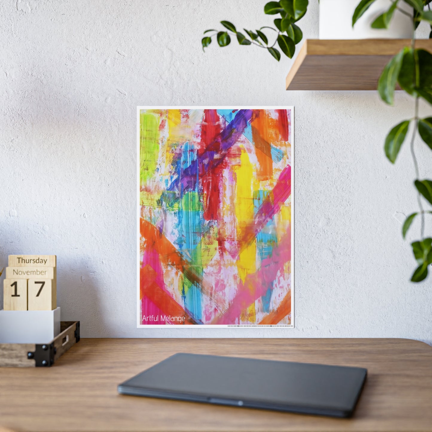 Gleaming Acrylic Abstract Poster: A Spectrum of Colorful Elegance