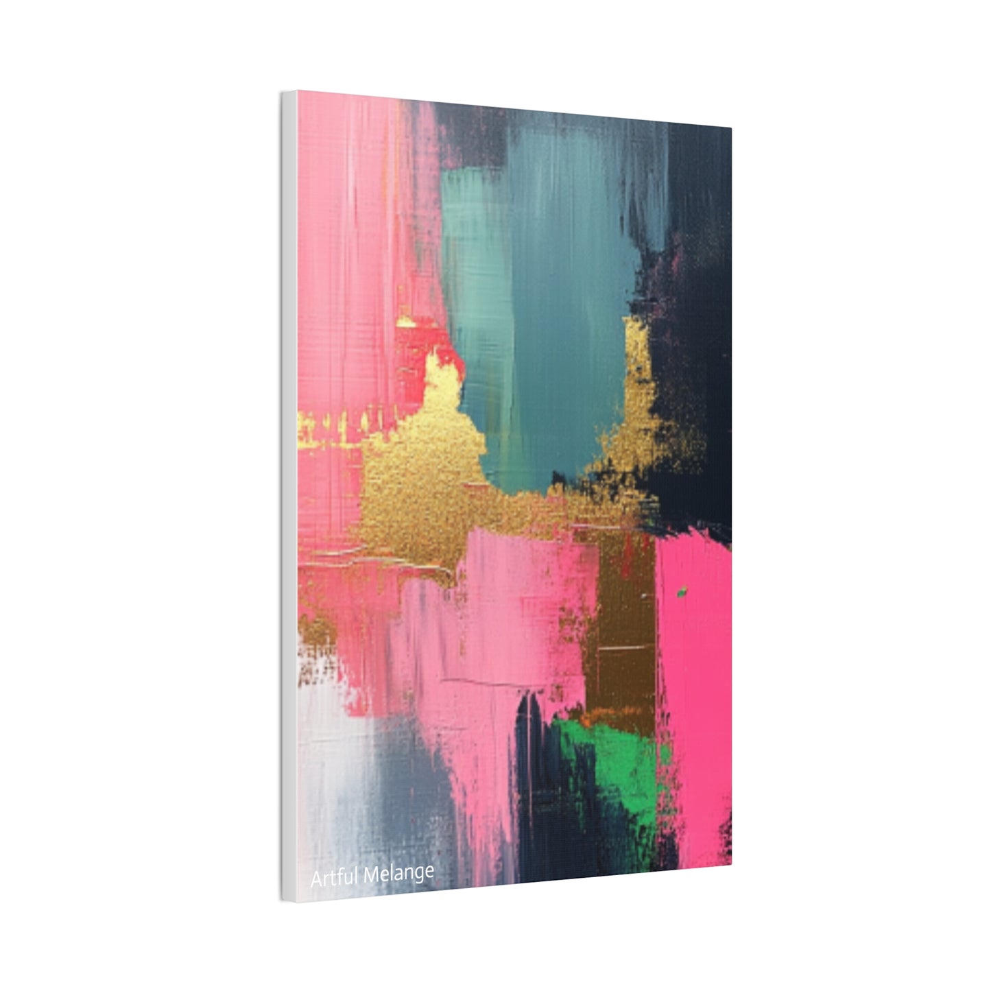 Acrylic Abstract Canvas Print - Homage to the Divine Nine/Pink Green Black and Gold 5