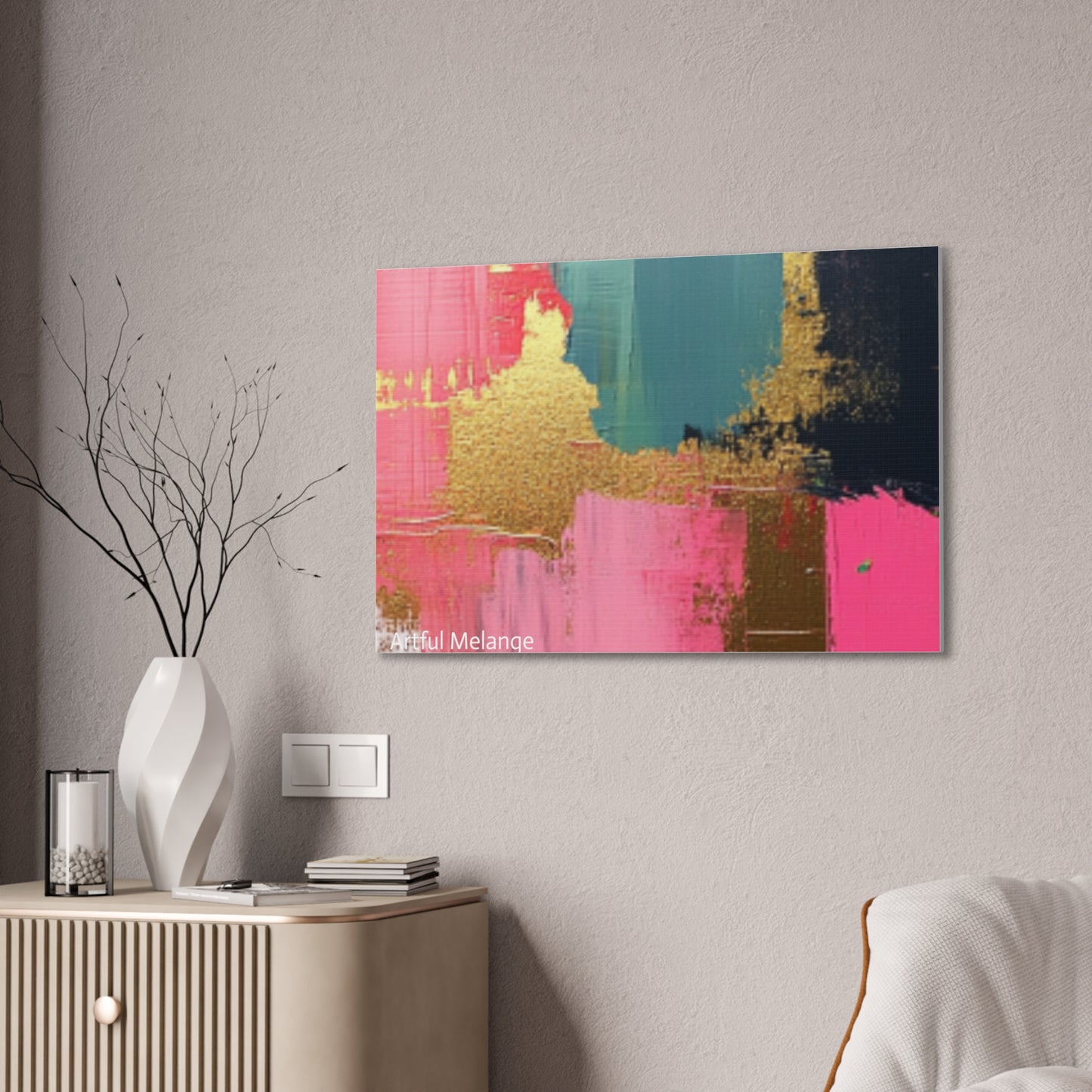 Acrylic Abstract Canvas Print - Homage to the Divine Nine/Pink Green Black and Gold 5