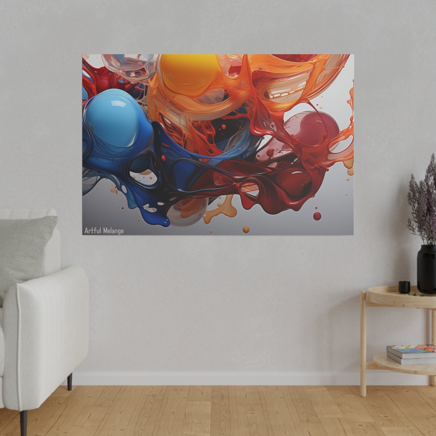 Colorful Balloon-Inspired Matt Canvas Print with Sweeping Acrylic Brush Strokes