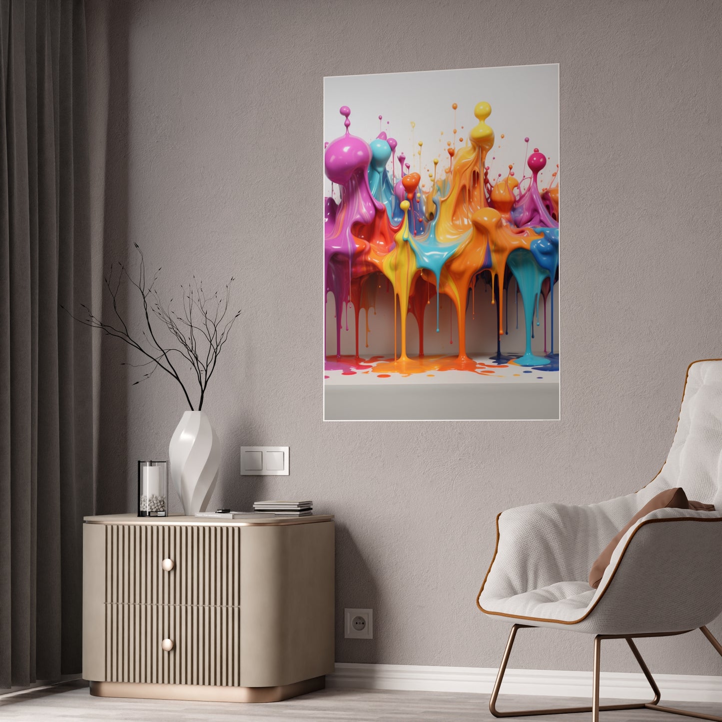 Gleaming Acrylic Abstract Poster: A Spectrum of Colorful Elegance