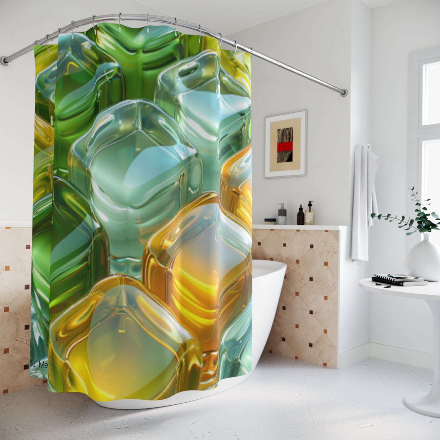 Canvas Cascade: Abstract Acrylic Art Shower Curtain Collection