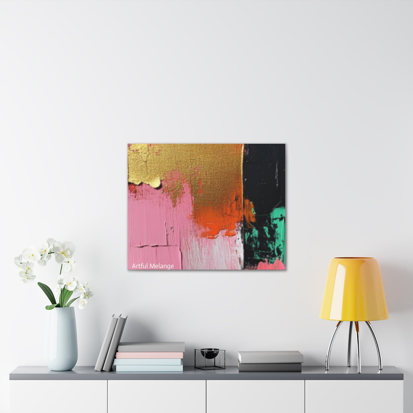 Acrylic Abstract Canvas Print - Homage to the Divine Nine/Pink Green Black and Gold 7