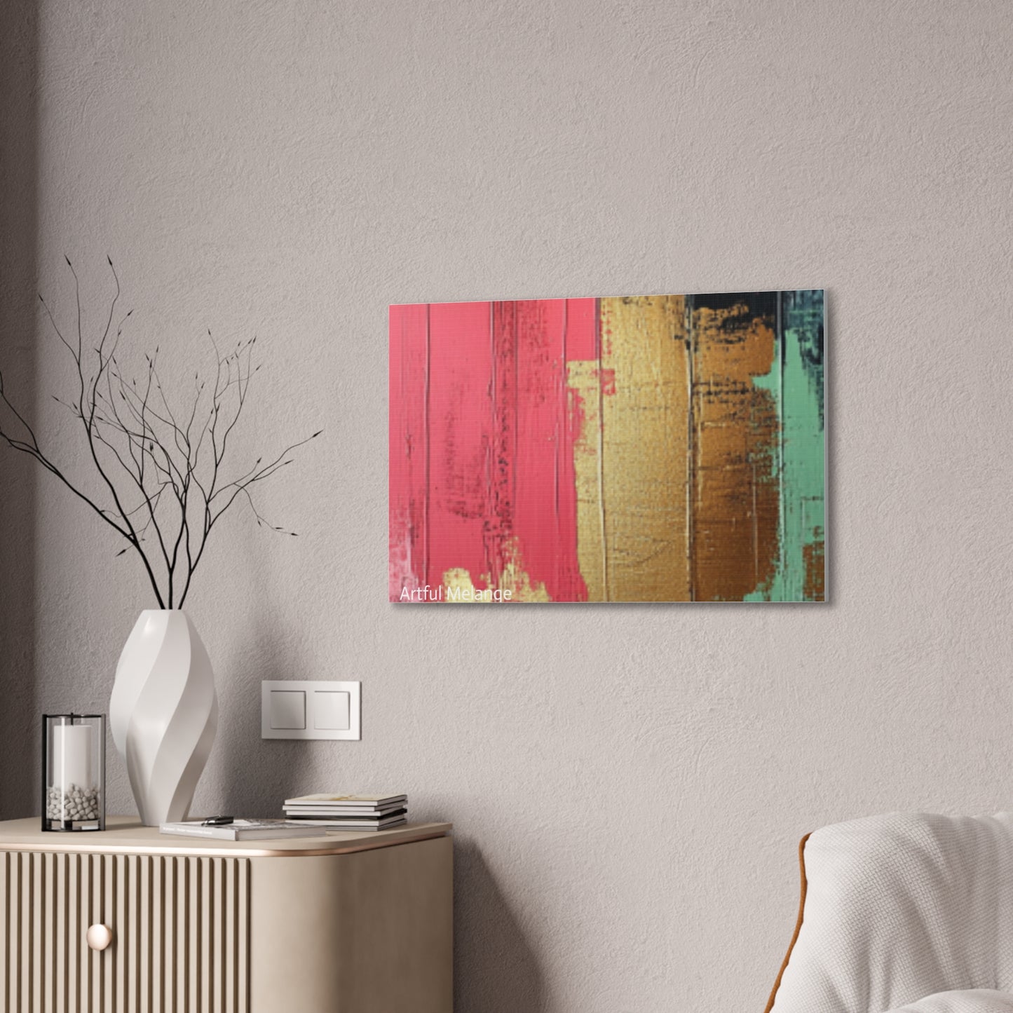 Acrylic Abstract Canvas Print - Homage to the Divine Nine/Pink Green Black and Gold 6