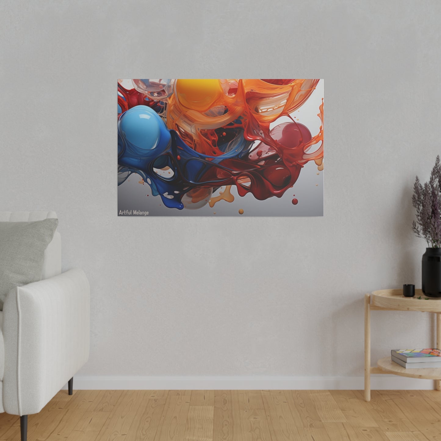 Colorful Balloon-Inspired Matt Canvas Print with Sweeping Acrylic Brush Strokes