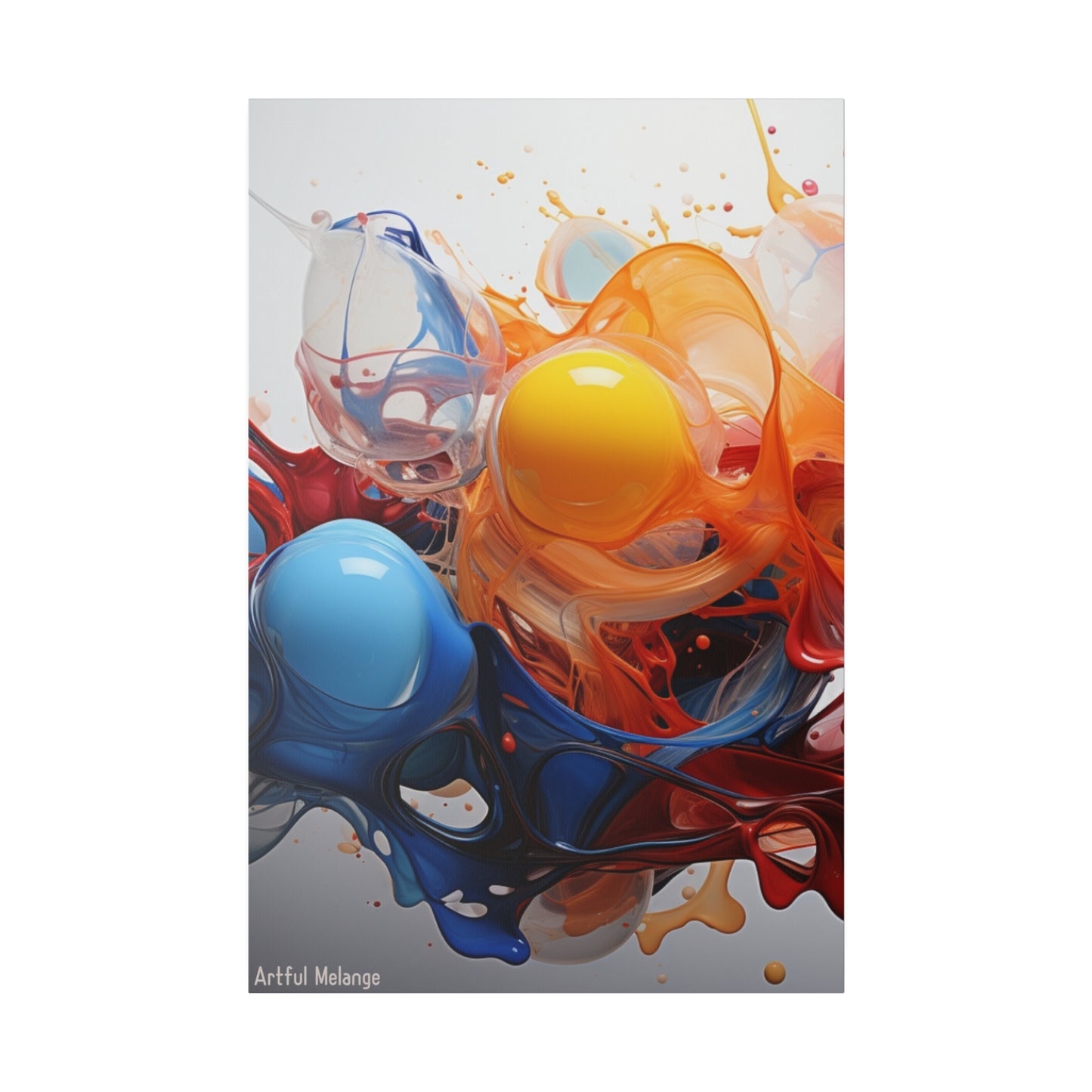 Colorful Balloon-Inspired Matt Canvas Print with Sweeping Acrylic Brush Strokes