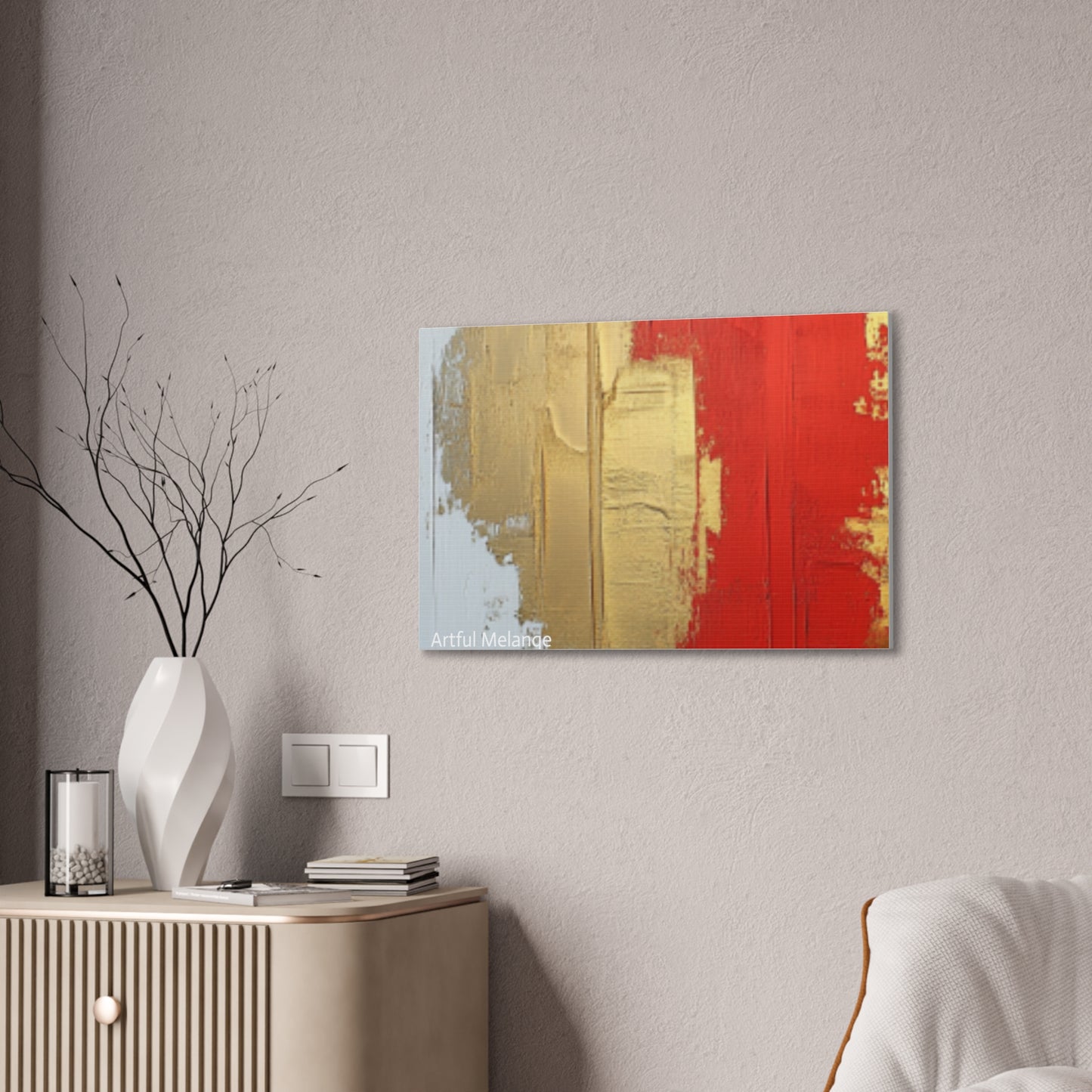 Acrylic Abstract Canvas Print - Homage to the Divine Nine/Red White and Gold 2