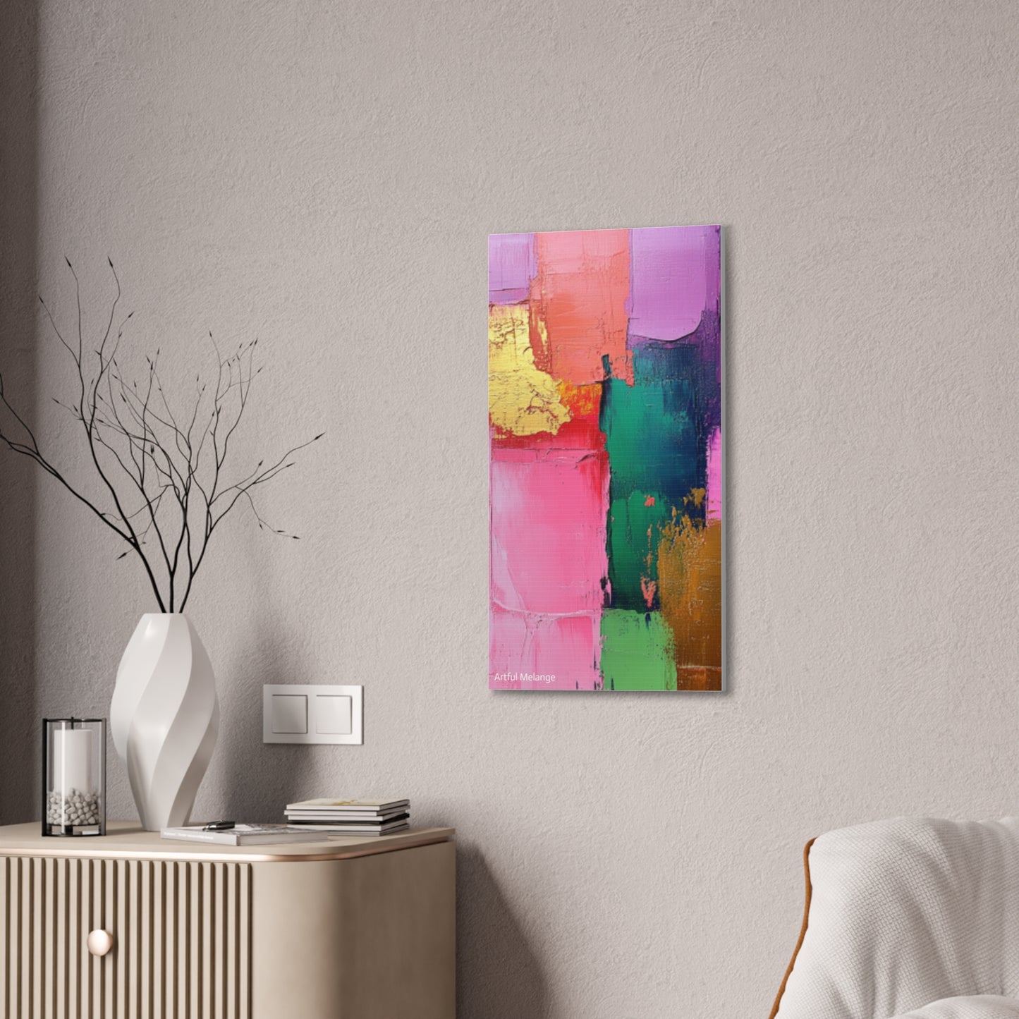 Acrylic Abstract Canvas Print - Homage to the Divine Nine/Pink Green Purple and Gold 1