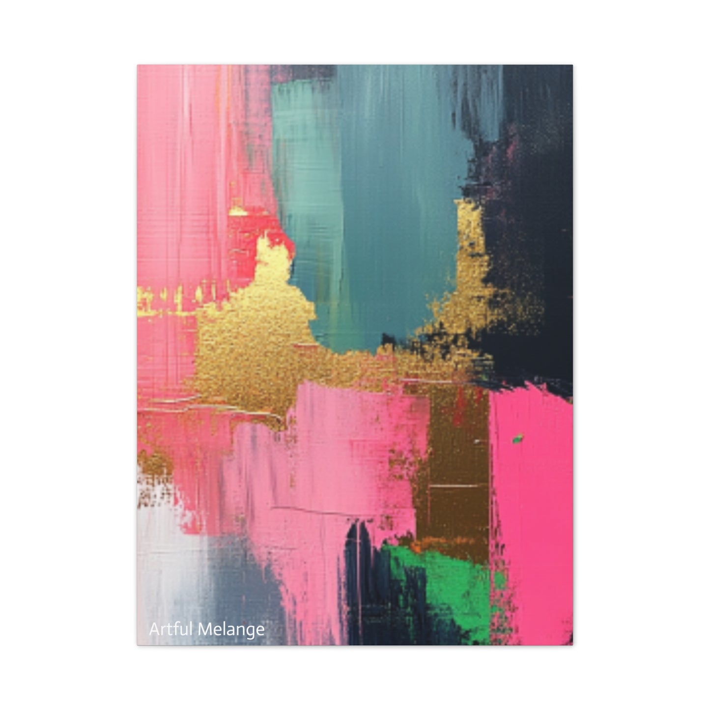 Acrylic Abstract Canvas Print - Homage to the Divine Nine/Pink Green Black and Gold 5