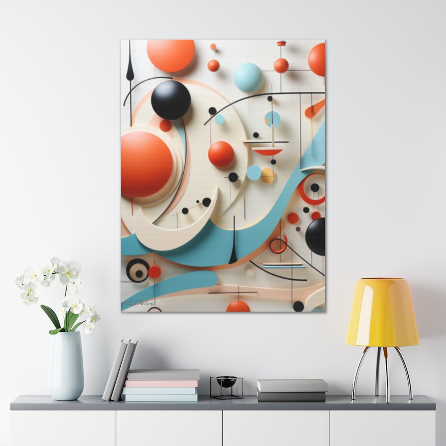 Harmony in Cyan and Peach- Graphic Print