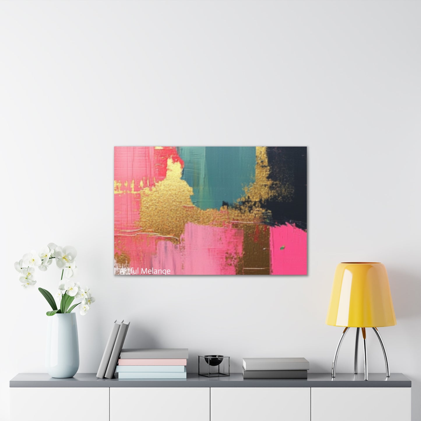 Acrylic Abstract Canvas Print - Homage to the Divine Nine/Pink Green Black and Gold 5