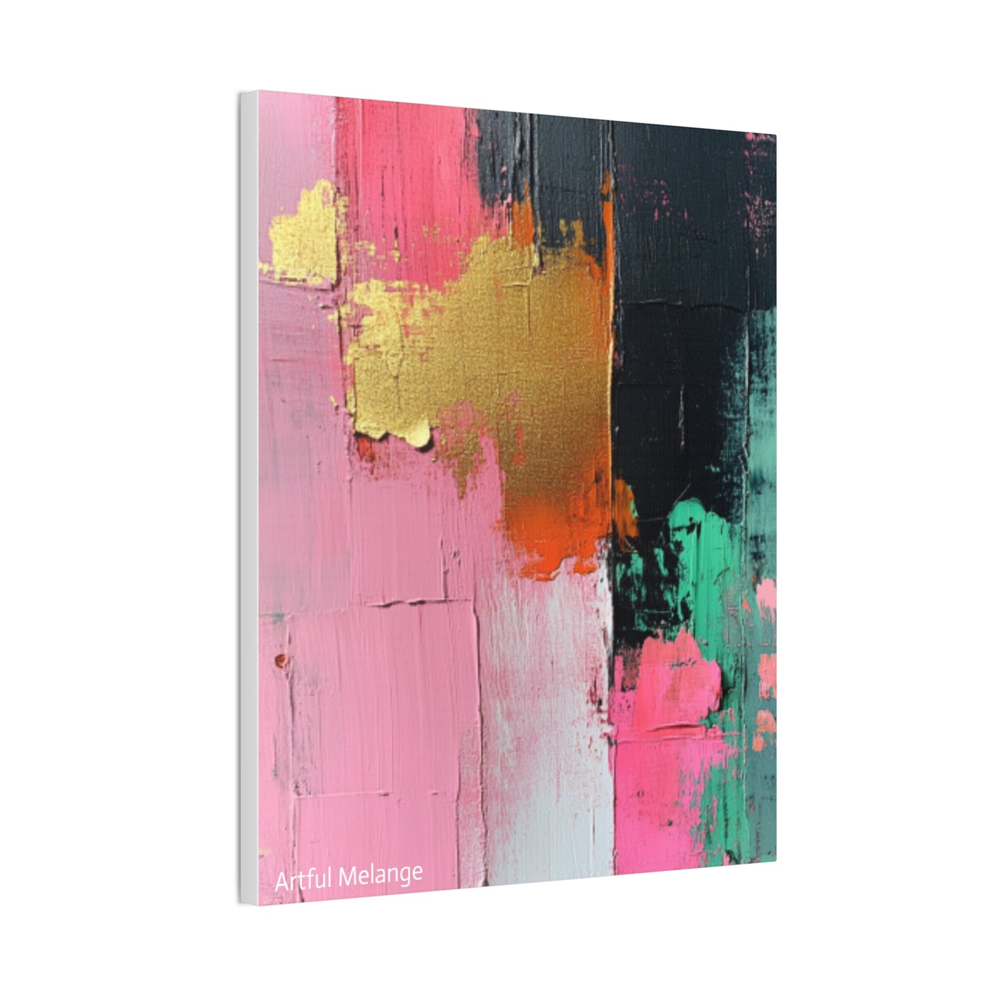 Acrylic Abstract Canvas Print - Homage to the Divine Nine/Pink Green Black and Gold 7