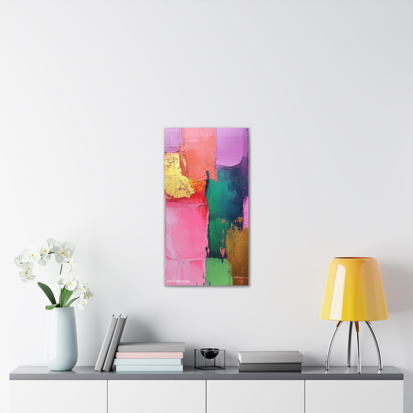 Acrylic Abstract Canvas Print - Homage to the Divine Nine/Pink Green Purple and Gold 1