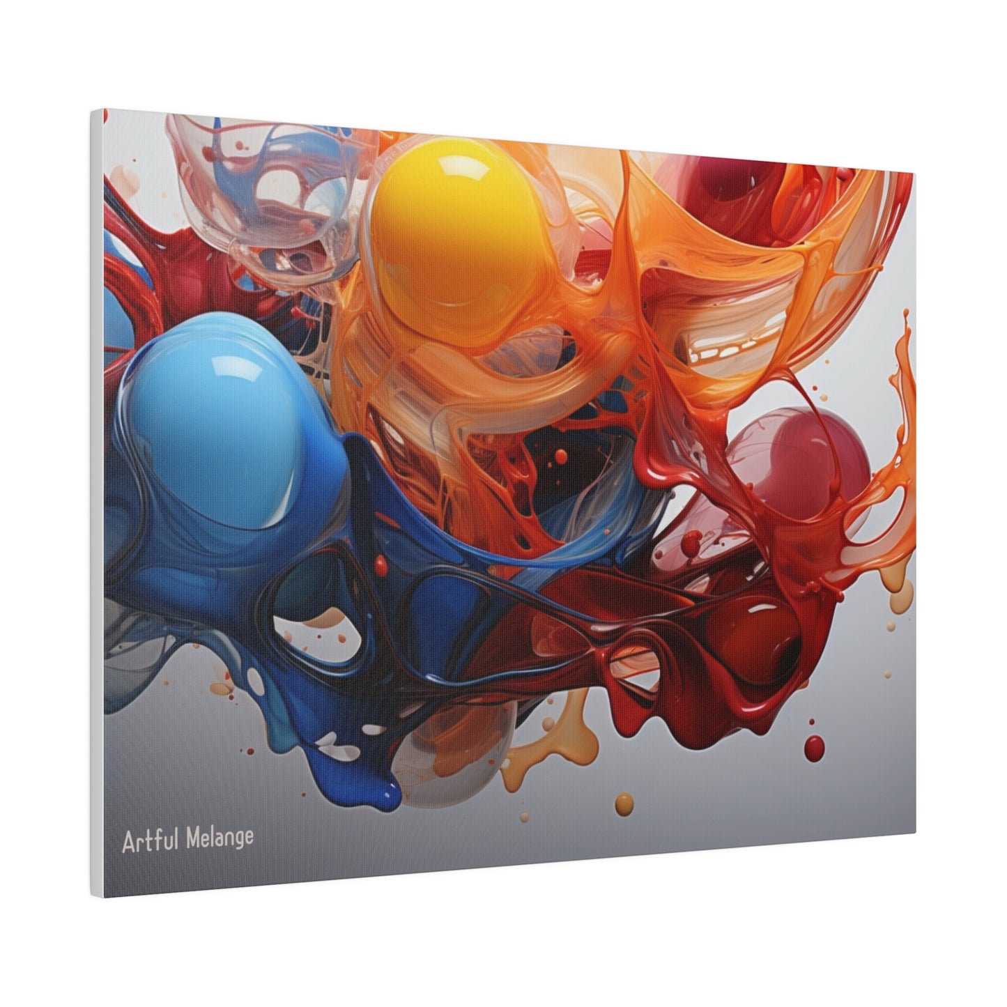 Colorful Balloon-Inspired Matt Canvas Print with Sweeping Acrylic Brush Strokes