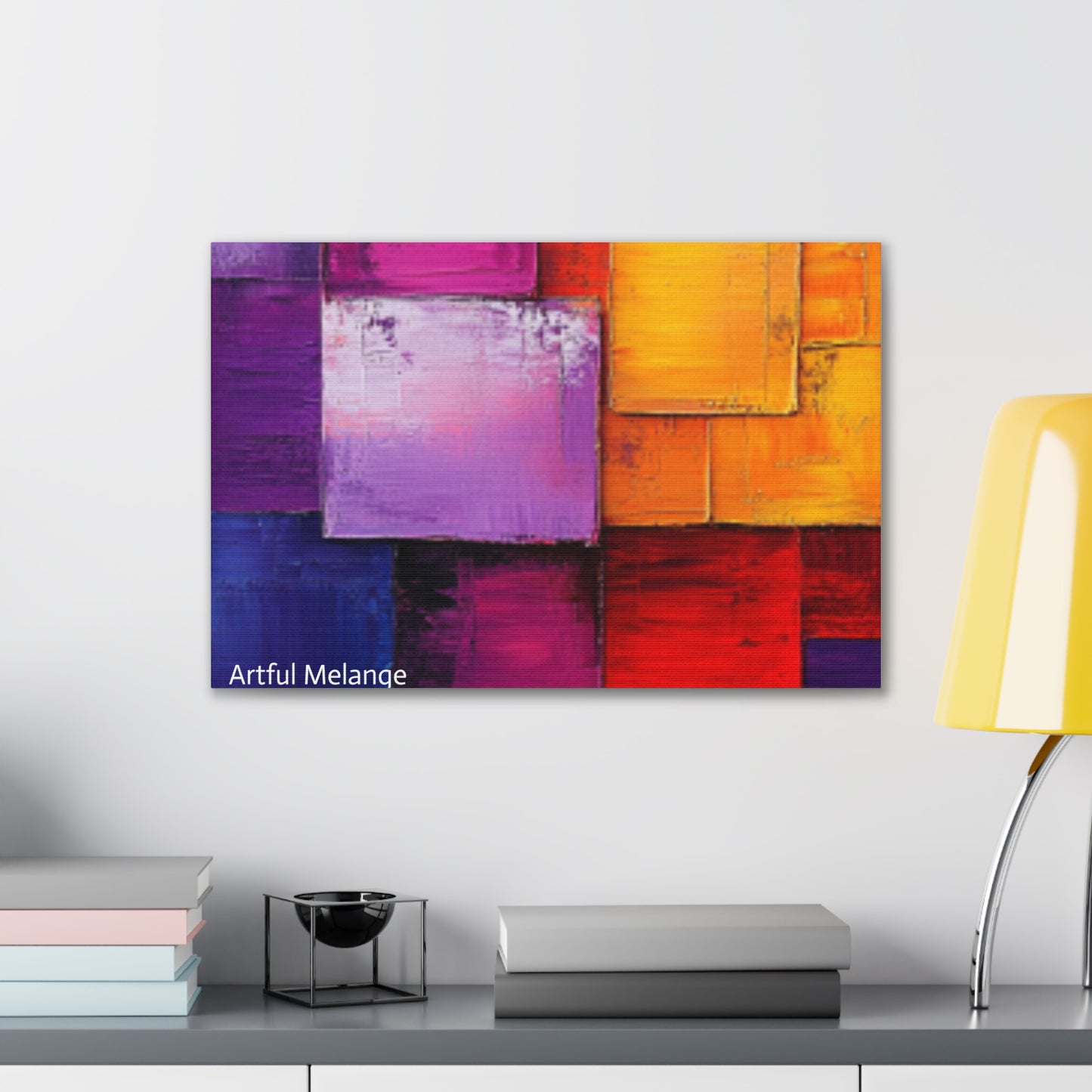 Acrylic Abstract Canvas Print - Homage to the Divine Nine/Red White Purple and Gold 8