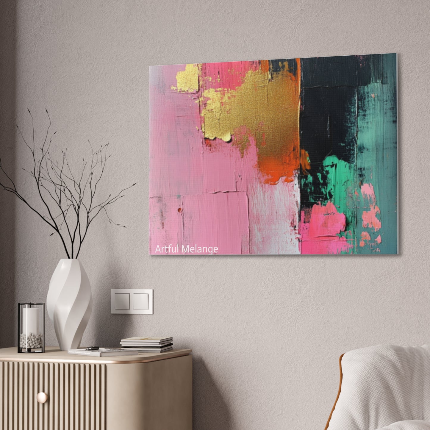 Acrylic Abstract Canvas Print - Homage to the Divine Nine/Pink Green Black and Gold 7