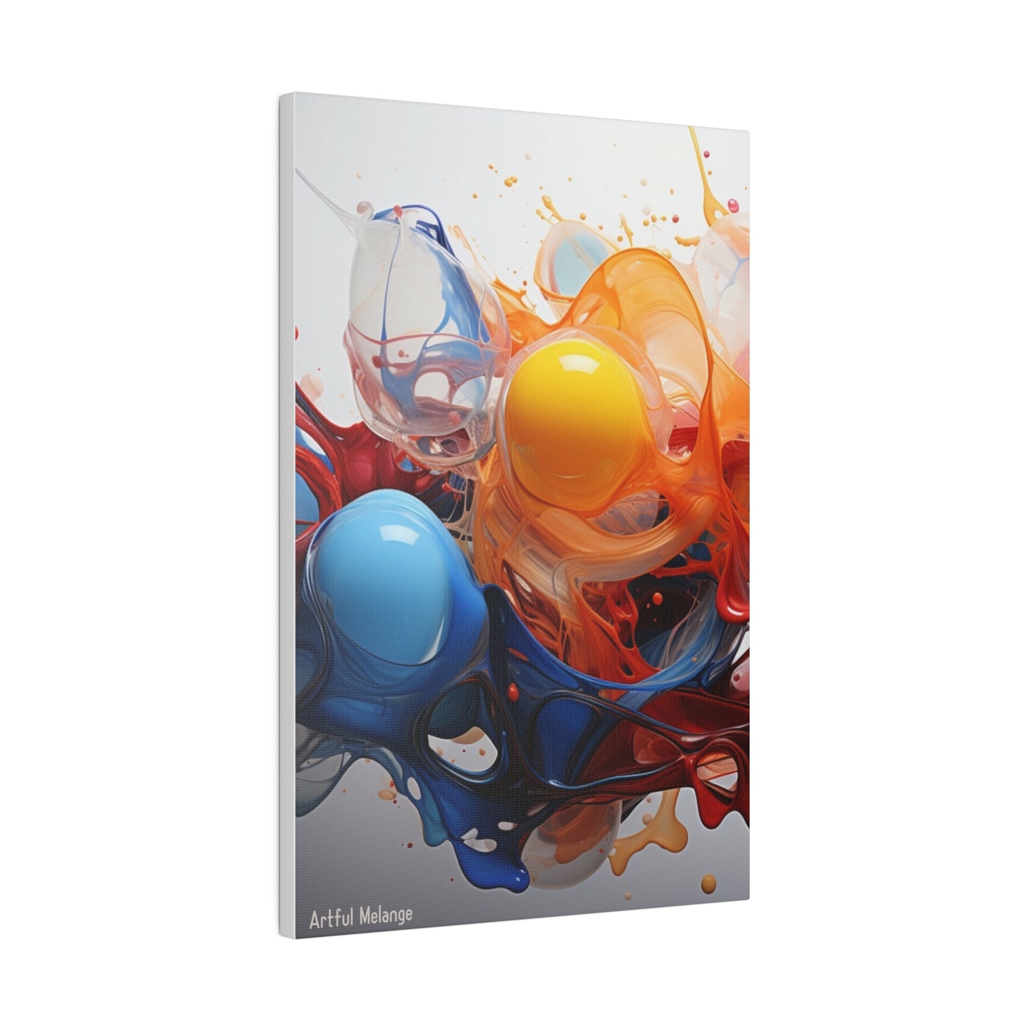 Colorful Balloon-Inspired Matt Canvas Print with Sweeping Acrylic Brush Strokes