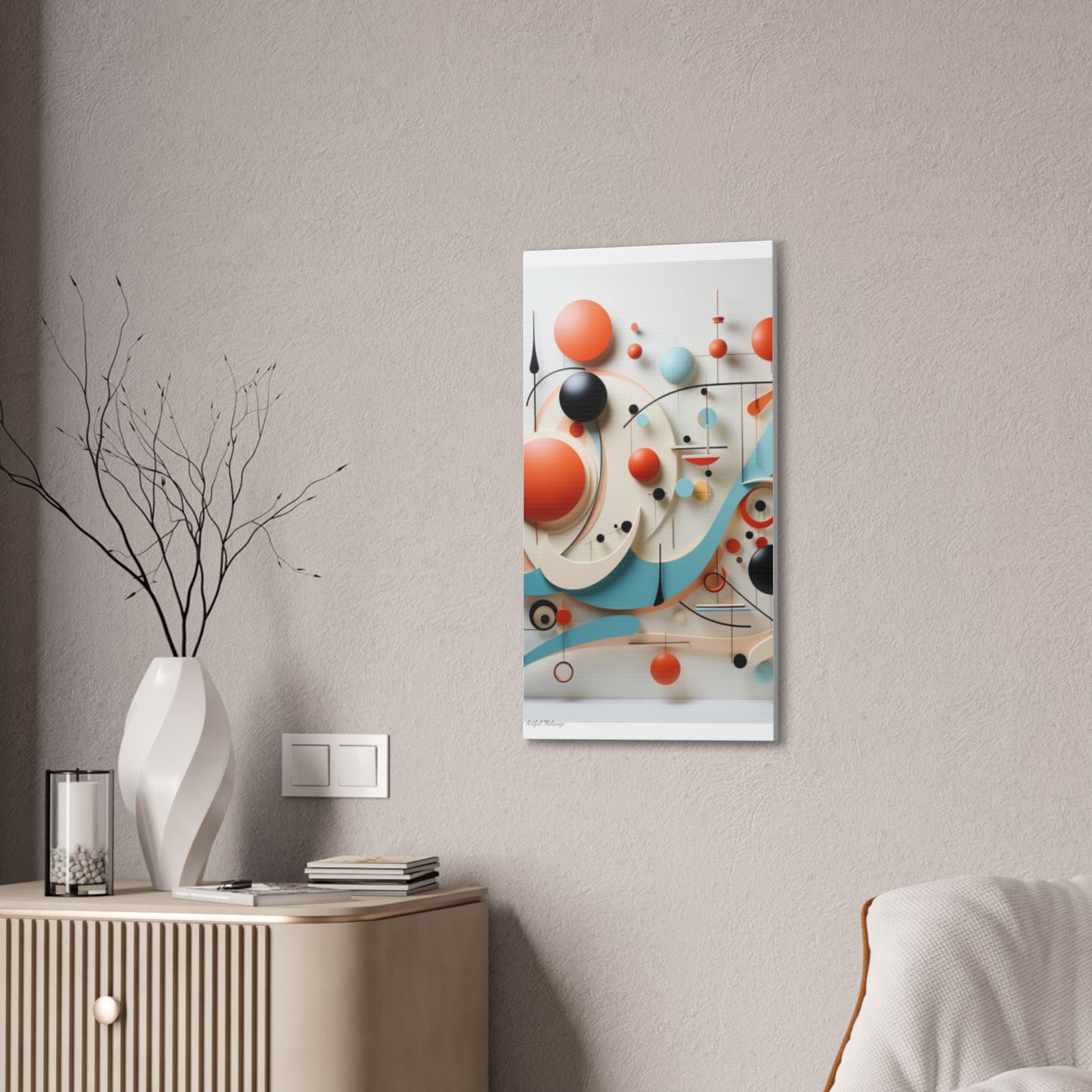 Harmony in Cyan and Peach- Graphic Print