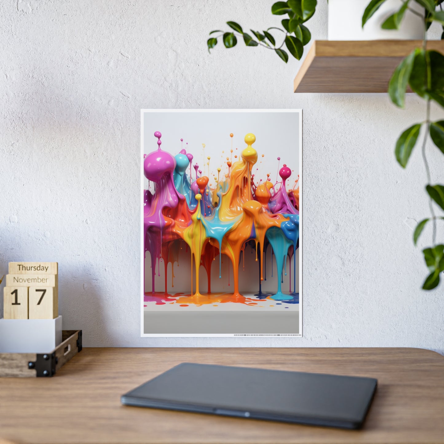 Gleaming Acrylic Abstract Poster: A Spectrum of Colorful Elegance