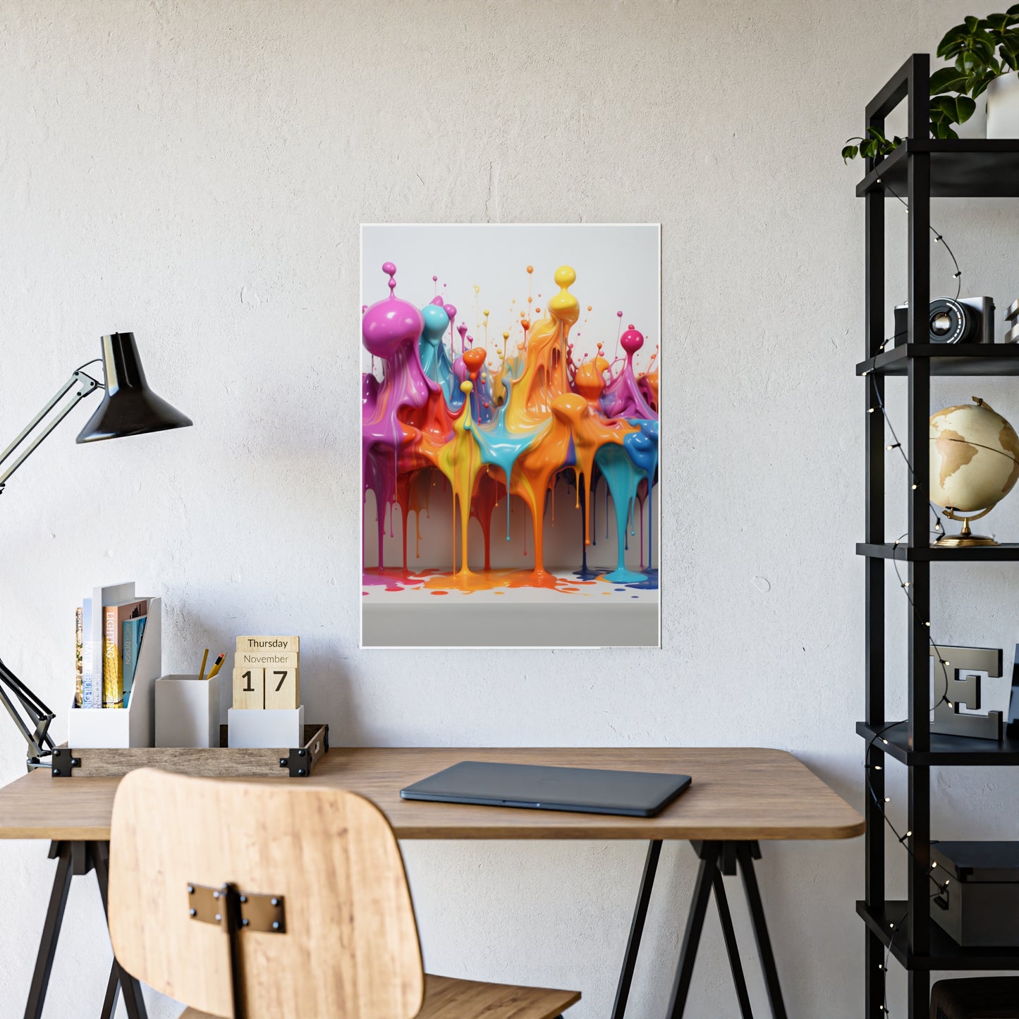 Gleaming Acrylic Abstract Poster: A Spectrum of Colorful Elegance