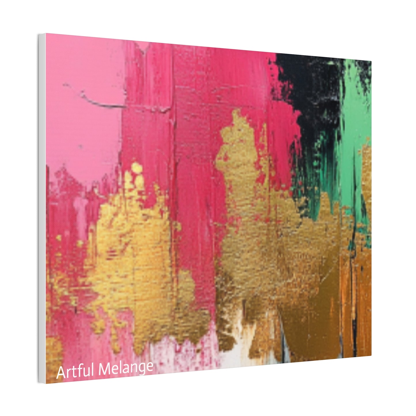 Acrylic Abstract Canvas Print - Homage To The Divine Nine/Pink Green Black and Gold 8