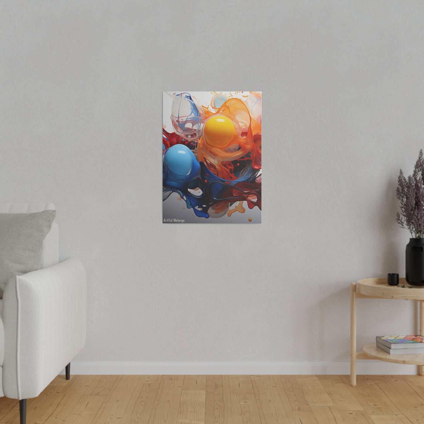 Colorful Balloon-Inspired Matt Canvas Print with Sweeping Acrylic Brush Strokes