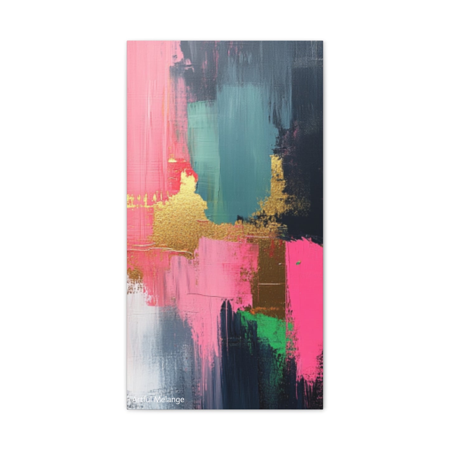 Acrylic Abstract Canvas Print - Homage to the Divine Nine/Pink Green Black and Gold 5