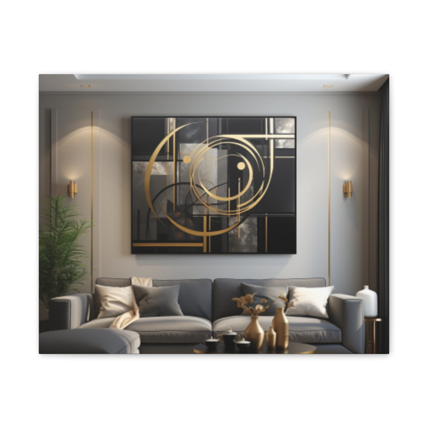 Gold and Black  Elegance: A Symphony of Sophistication Canvas Print