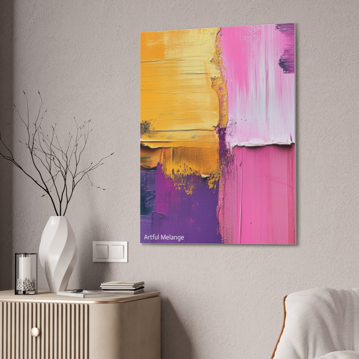 Acrylic Abstract Canvas Print - Homage to the Divine Nine/Gold Purple Pink and Green 5