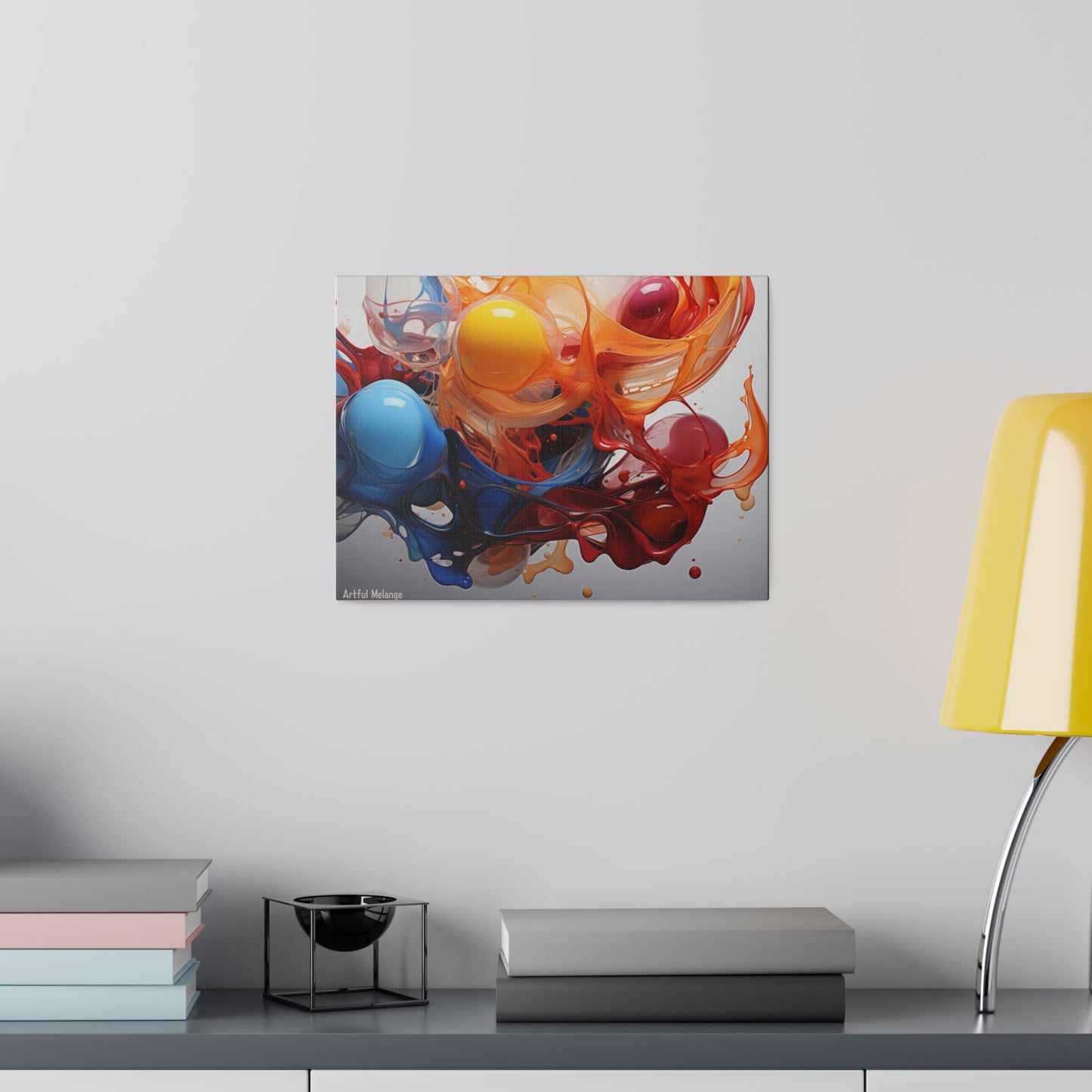 Colorful Balloon-Inspired Matt Canvas Print with Sweeping Acrylic Brush Strokes