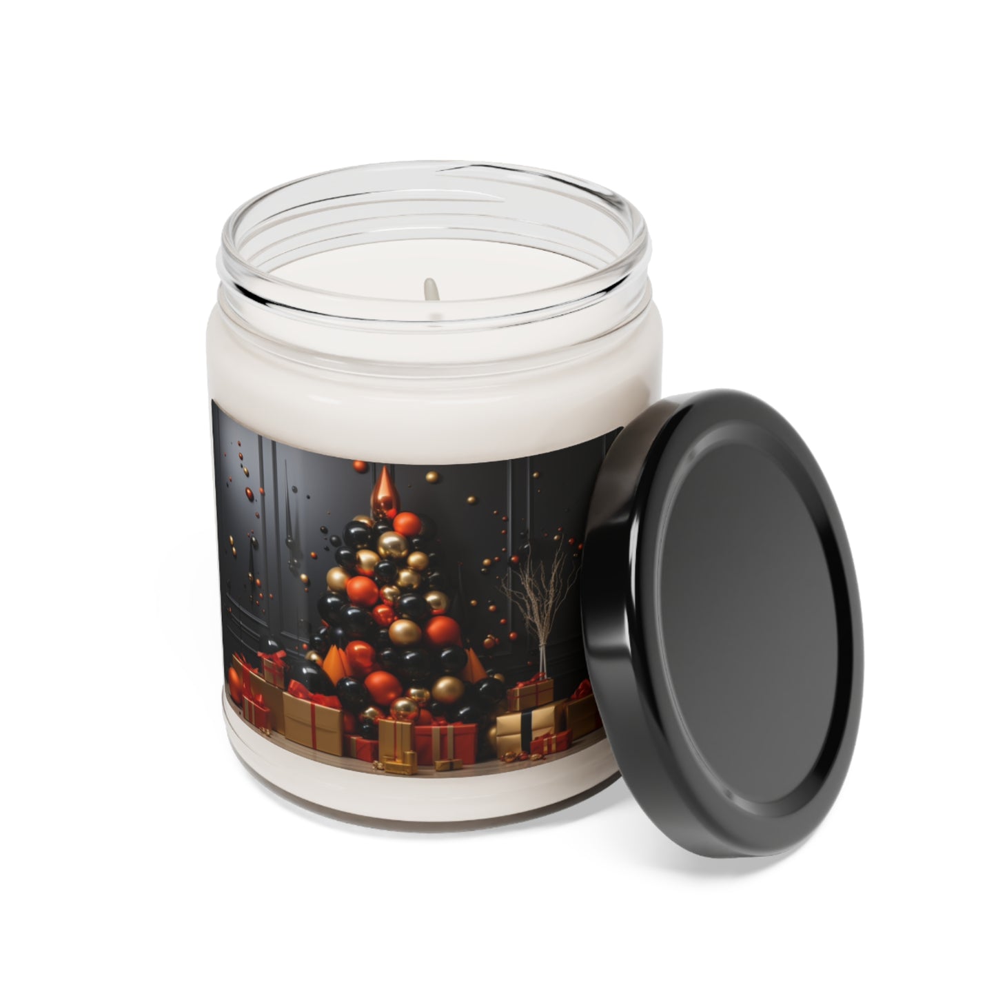 Festive Glow Gold and Black Holiday Scented Soy Candle, 9oz