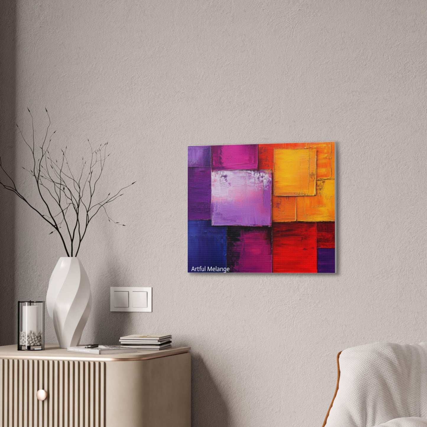 Acrylic Abstract Canvas Print - Homage to the Divine Nine/Red White Purple and Gold 8