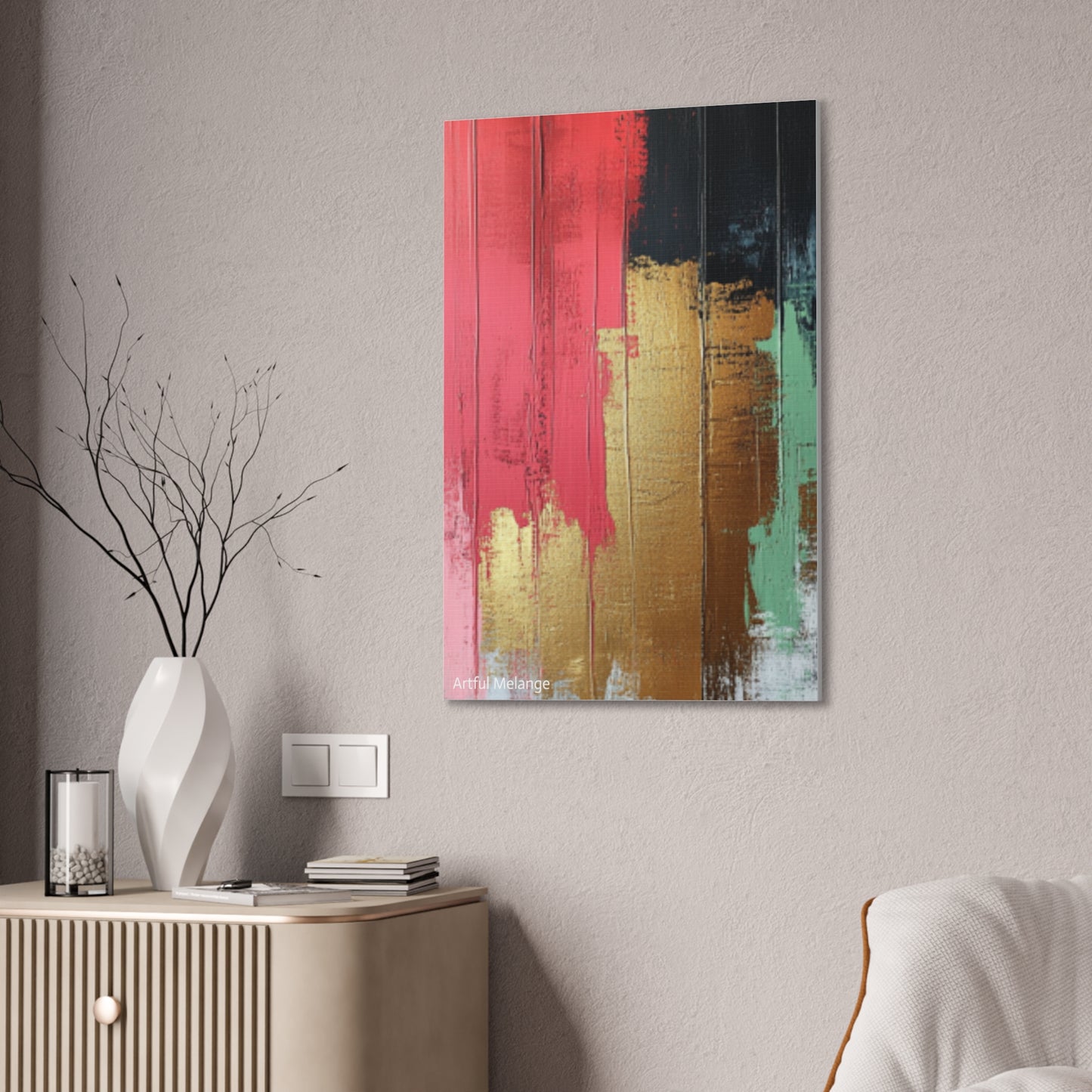 Acrylic Abstract Canvas Print - Homage to the Divine Nine/Pink Green Black and Gold 6